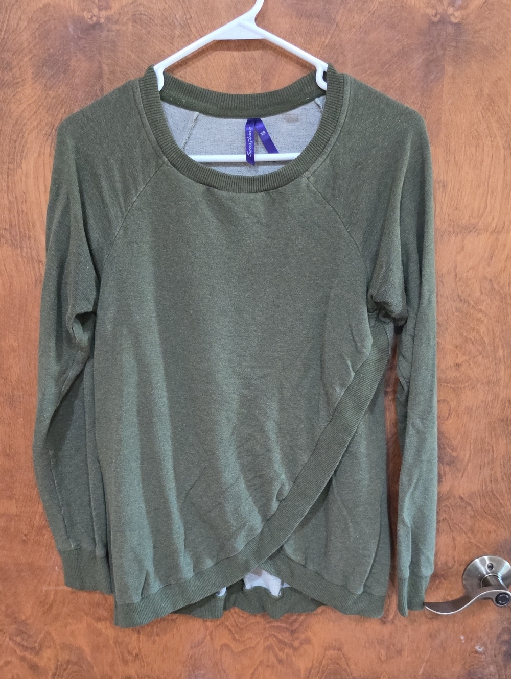 Maternitu And Nursing - Seraphine Olive Wrap-Front Long Sleeve Sweatshirt